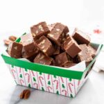 A Christmas box filled with chocolate fudge