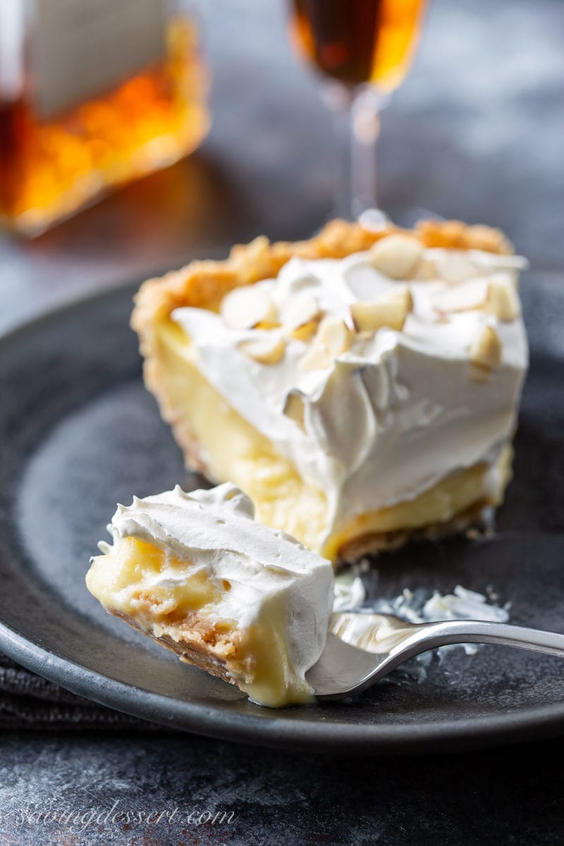 A slice of amaretto Cream pie