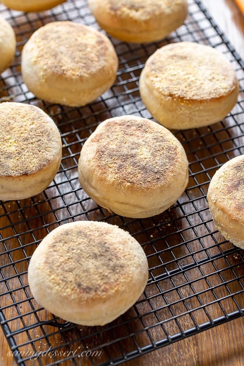 Homemade muffins on a cooling rack