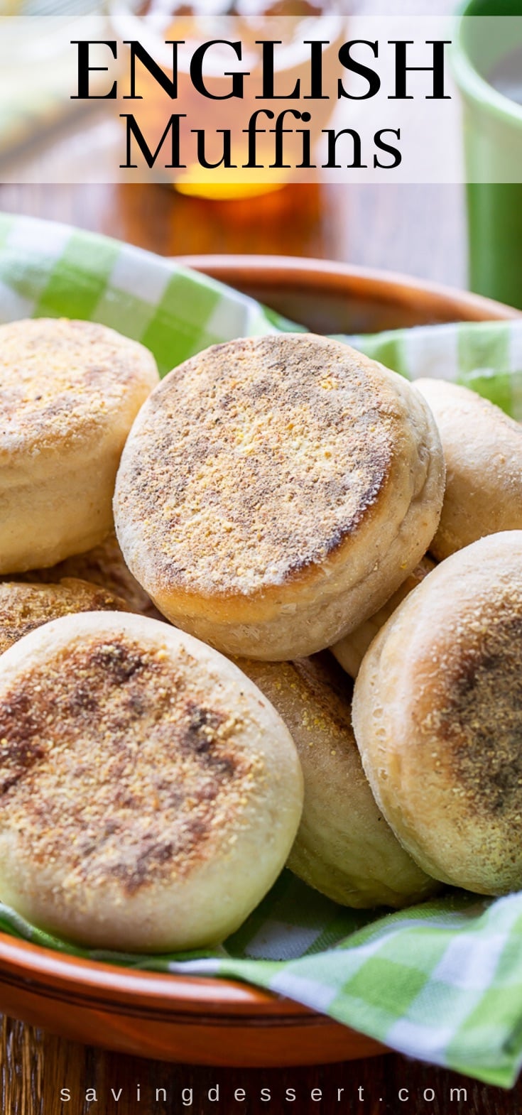 A bowl of homemade English muffins