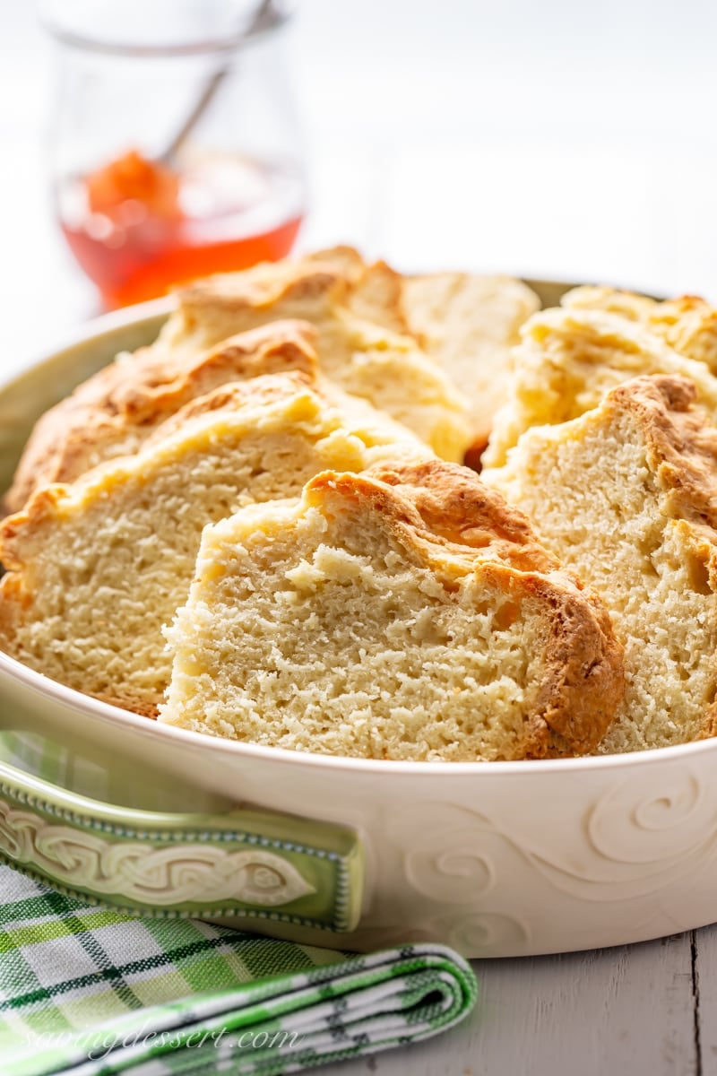 Sliced Irish Soda Bread in a bowl