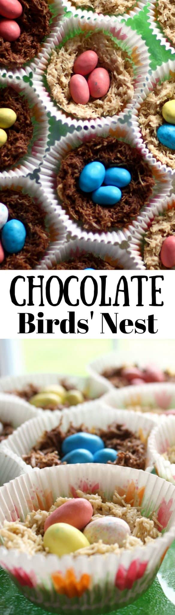 Chocolate Birds' Nests - Easy no cook treats made with only 5 ingredients for your spring party or Easter family gathering www.savingdessert.com