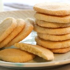 Plate of stacked Lemon Icebox Cookies