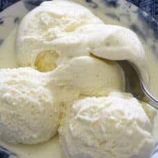 A bowl of vanilla ice cream