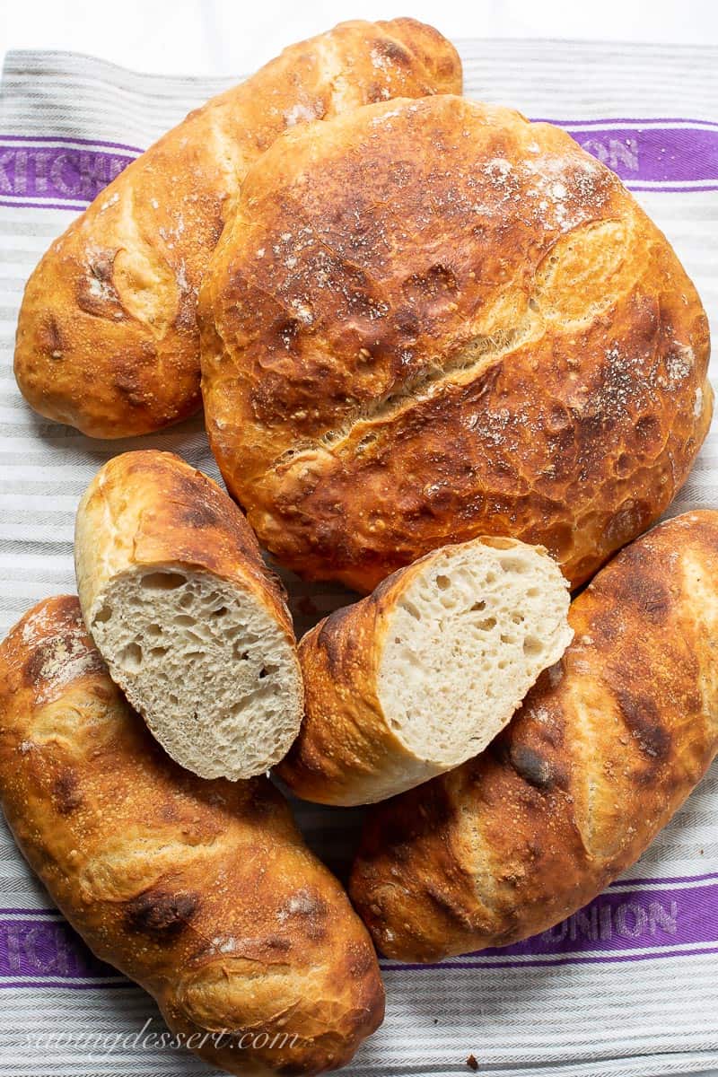 A pile of homemade Artisan bread