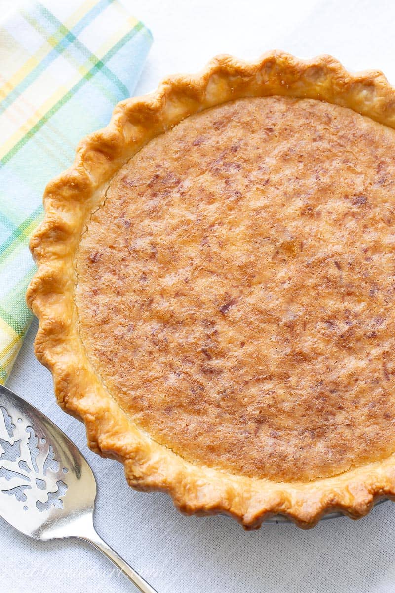 Overhead view of a French Coconut Pie