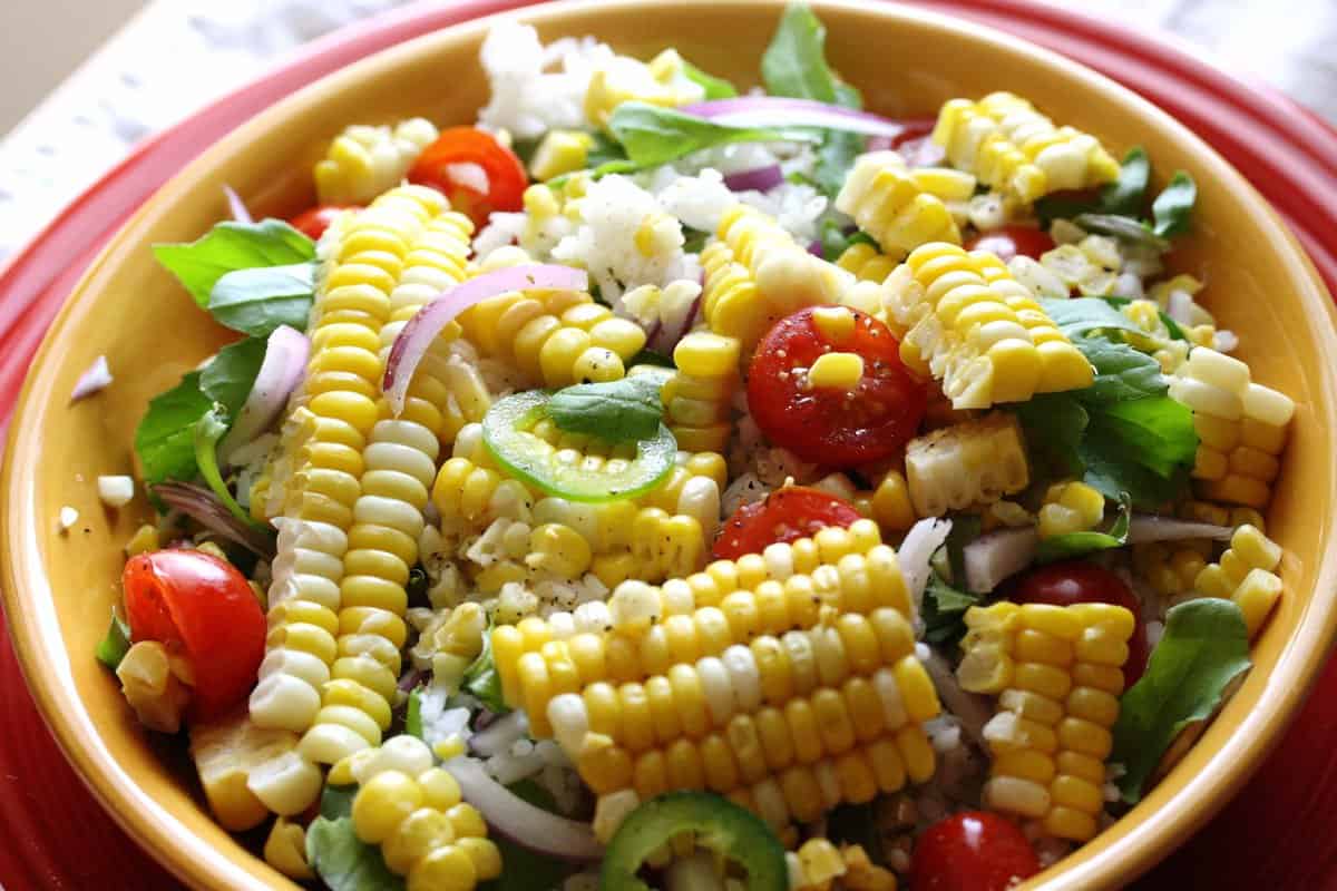 Fresh cornrice salad Saving Room for Dessert