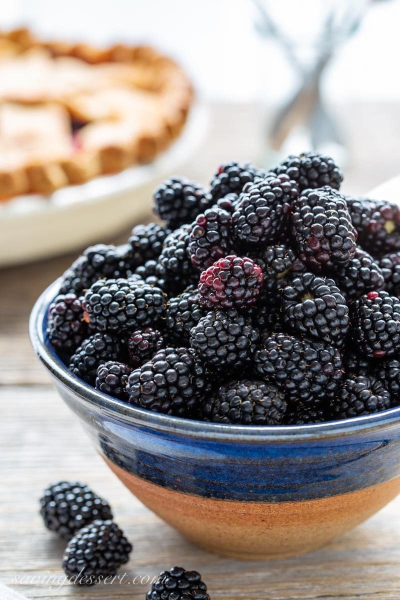 a bowl of ripe blackberries