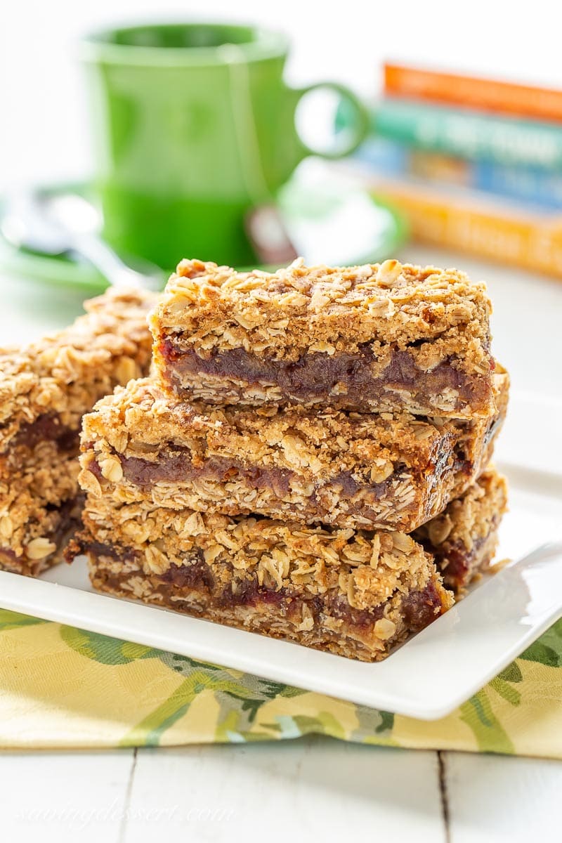 Home baked date filled cookies with an oaty crumble on top