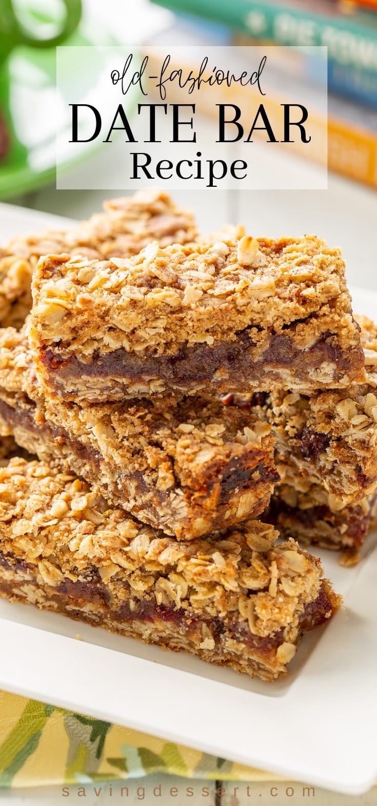 A stack of date and oat cookies on a plate