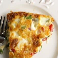 Overhead view of Asparagus, Tomato & Cheese Frittata