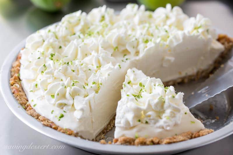 Frozen Margarita Pie with a Pretzel Crust ~ a wonderful light, creamy grown-up dessert that is incredibly easy to make with just a few tasty ingredients. Not too sweet, and not too boozy, this is a must make for all your summer parties! www.savingdessert.com