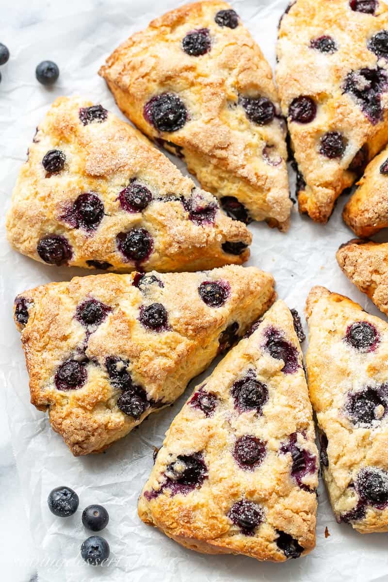 Blueberry and Lemon Scones on marble