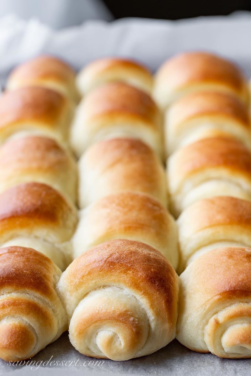 a pan of homemade Lion House Rolls