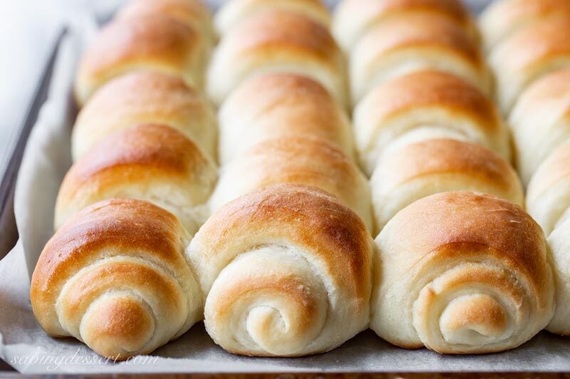 A pan of homemade rolls in a swirl design