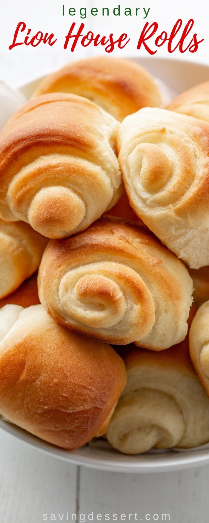 Soft and fluffy, buttery and delicious, these amazing Lion House Rolls have stood the test of time. A delicious recipe for homemade rolls with freeze ahead directions. #savingroomfordessert #rolls #lionhouserolls #bread #homemaderolls