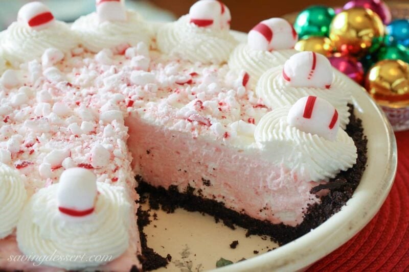 Peppermint Pie - light and fluffy and pretty too! www.savingdessert.com