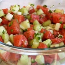 bowl of fresh melon salsa