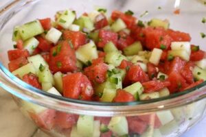 bowl of fresh melon salsa