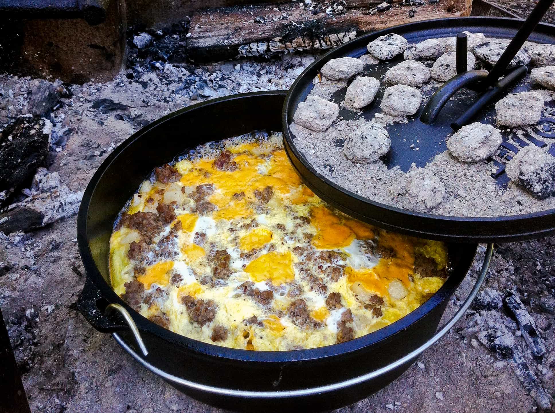 How to cook in a dutch oven over a fire Shenandoah Camping Campfire Breakfast Saving Room For Dessert