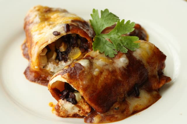 “garden to table” – roasted vegetable enchiladas with chipotle sauce