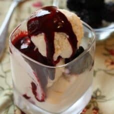 top view of ice cream cup with sauce