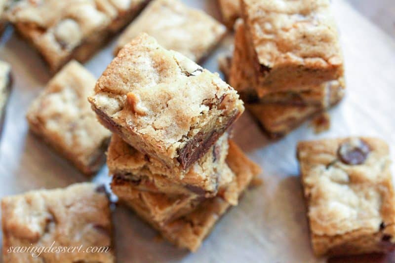 Browned Butter & Bourdon Blondies ~ saving dessert.com