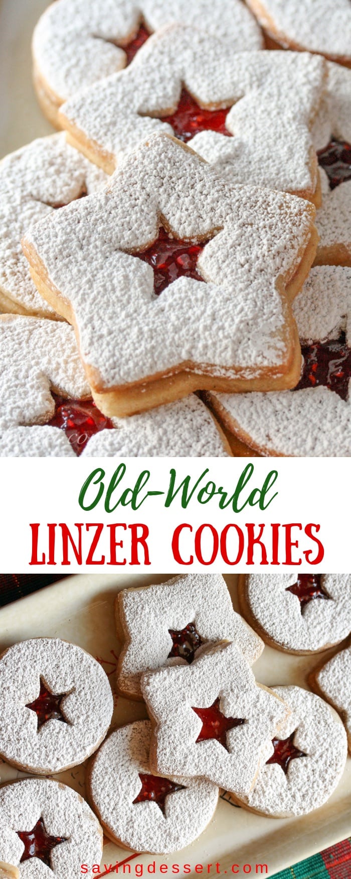 Old-World Linzer Cookies - a lovely little butter cookie with hints of cinnamon and lightly sweetened with jam. The perfect holiday treat! #savingroomfordessert #linzercookies #holidaycookies #Christmascookies #linzer #oldworldlinzer #holidaybaking Old-World Linzer Cookies - a lovely little butter cookie with hints of cinnamon and lightly sweetened with jam. The perfect holiday treat! #savingroomfordessert #linzercookies #holidaycookies #Christmascookies #linzer #oldworldlinzer #holidaybaking