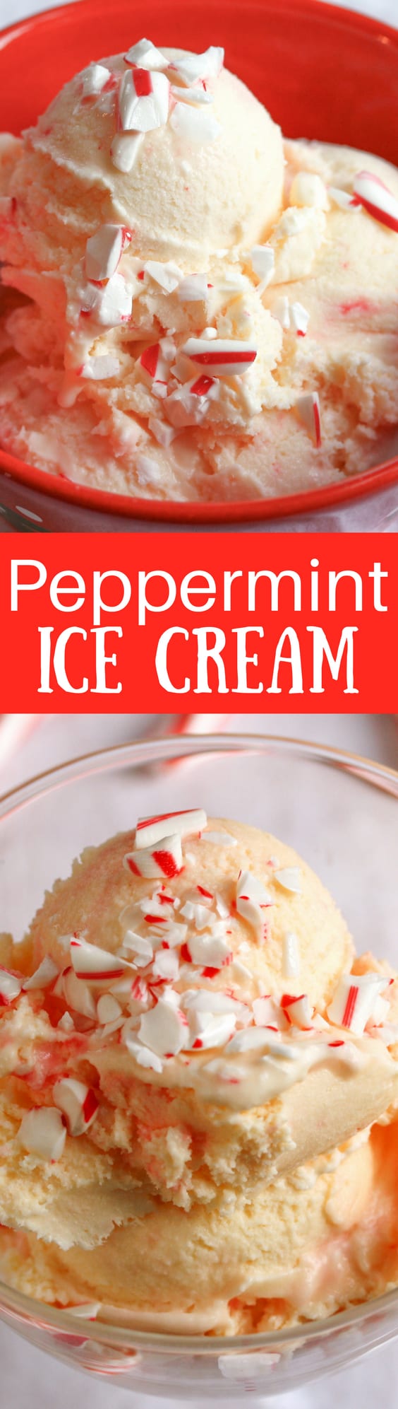 Peppermint Ice Cream - a wonderful combination of bright, cool peppermint and a creamy vanilla base for a tasty holiday frozen treat.  www.savingdessert.com