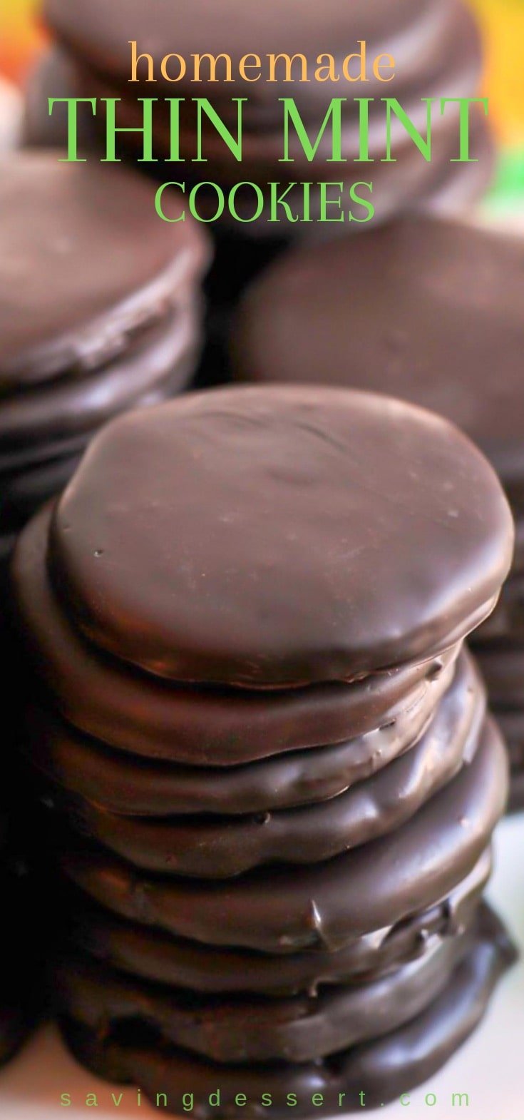 Stacks of homemade Thin Mint Cookies