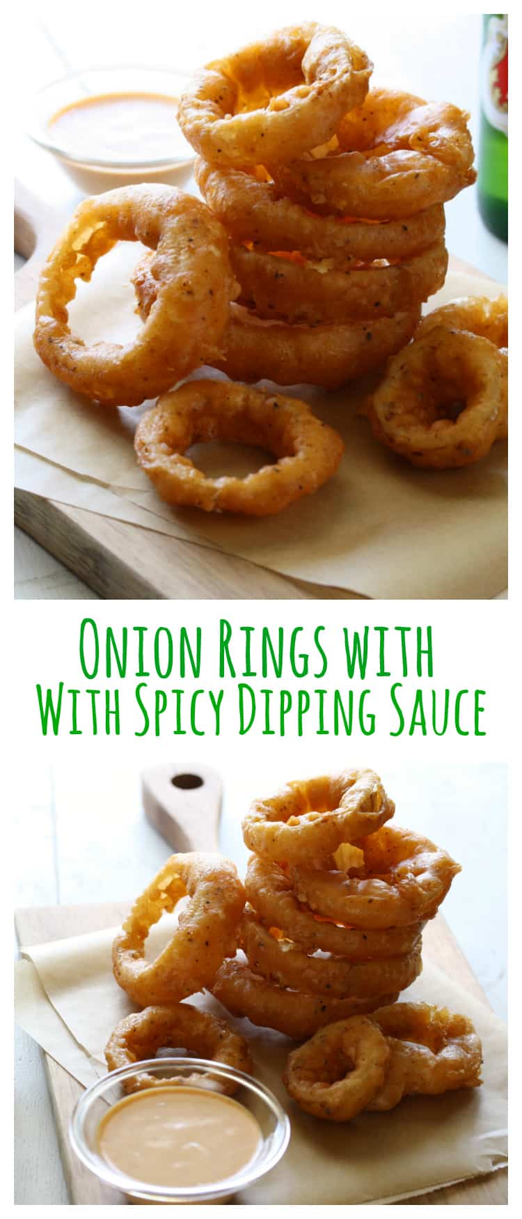 Onion Rings with Spicy Dipping Sauce - Saving Room for Dessert