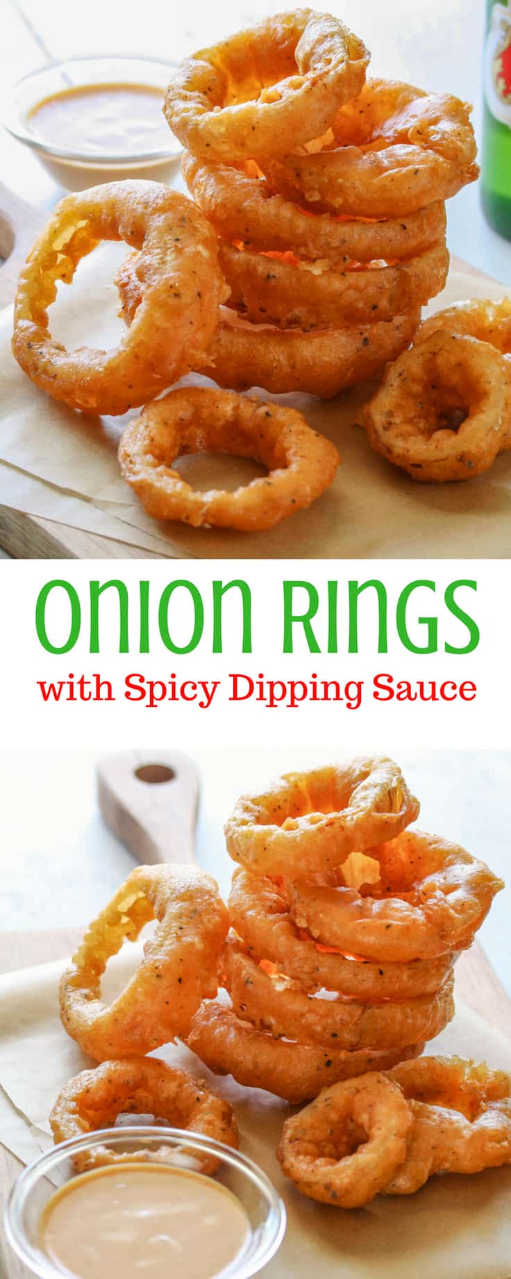 Onion Rings with Spicy Dipping Sauce - a great addition to your game day menu! www.savingdessert.com