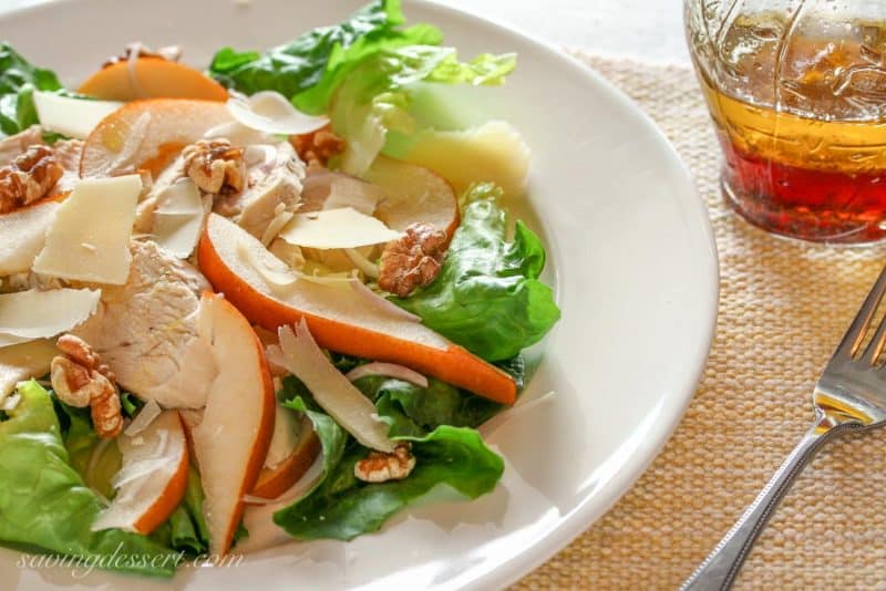 Wine Poached Chicken, Pears & Walnut Salad