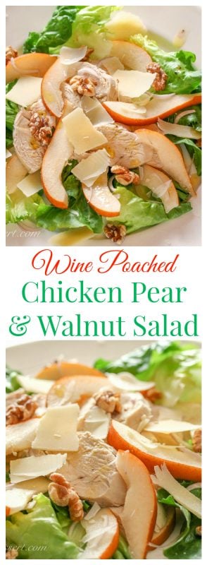 Wine Poached Chicken, Pear & Walnut Salad