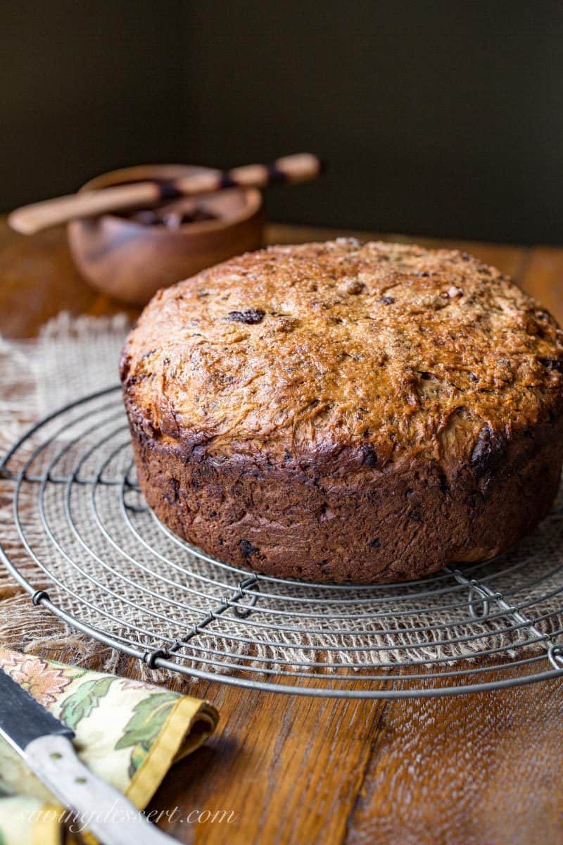 Chocolate Hazelnut Bread ~ a simple yeasted loaf of fluffy sweet bread, loaded with chunks of bittersweet chocolate and toasted hazelnuts. Serve with a slathering of Nutella for a wonderful treat! www.savingdessert.com #sweetbread #bread #chocolate #chocolatehazelnut #hazelnut #chocolatebread #savingroomfordessert