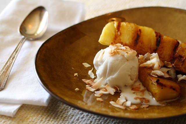 Coconut Sorbet with Grilled Pineapple