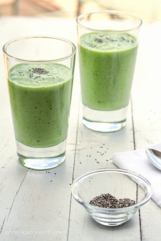 Mango Coconut Banana Kiwi & Spinach Smoothie - creamy and naturally sweet tropical flavor and you can't even taste the spinach!