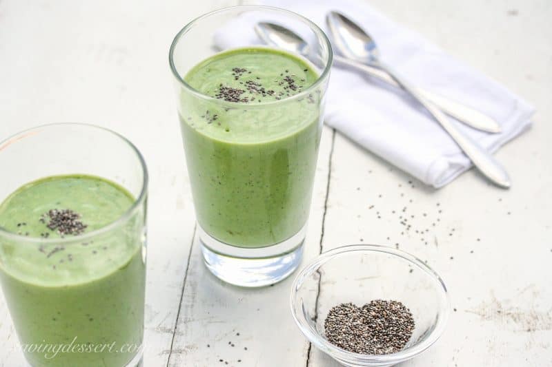 Mango Coconut Banana Kiwi & Spinach Smoothie - creamy and naturally sweet tropical flavor and you can't even taste the spinach!