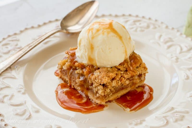 apple pie bars with bourbon caramel sauce