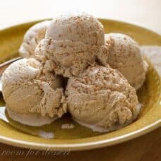top view of ice cream scooped into a bowl