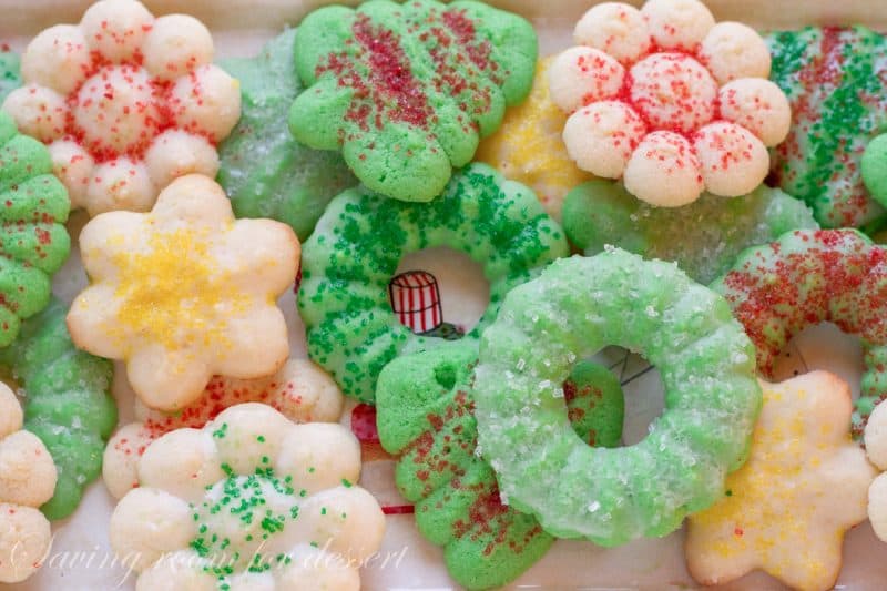Colorful Spritz Cookies on a platter