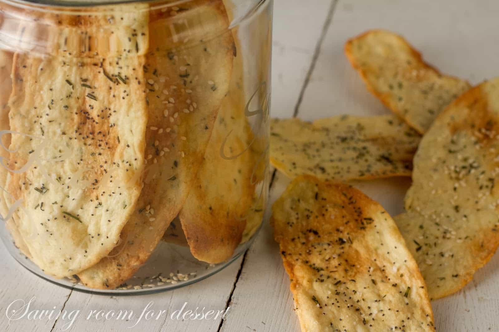 Crisp Rosemary Flatbread Crackers Saving Room for Dessert