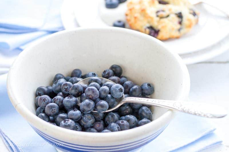 Blueberry Shortcakes with Whipped Cream Cheese ~ A lightly sweet and simple shortcake loaded with fresh, ripe blueberries, topped with raw sugar and served with cream cheese-whipped cream www.savingdessert.com