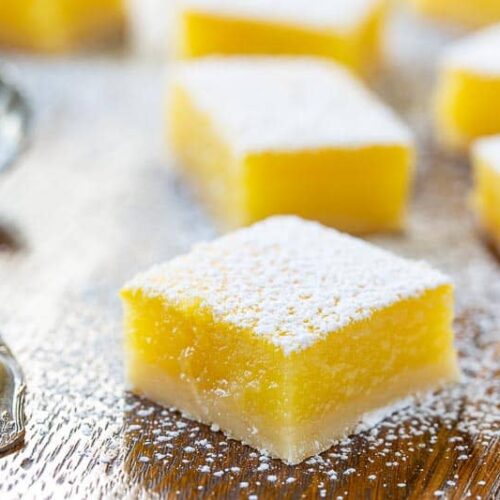 Lemon Bars cut into squares