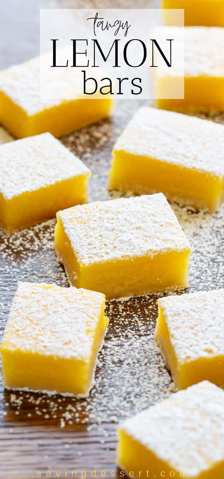 Lemon Bars topped with a dusting of powdered sugar