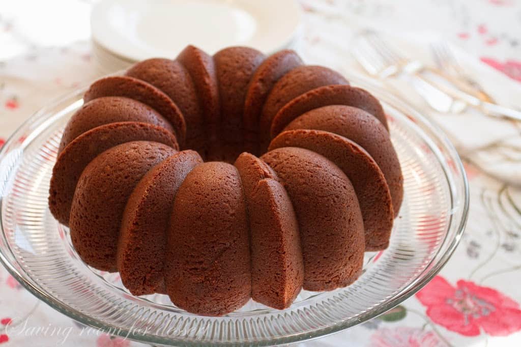 Chocolate Pound Cake ~ rich and decadent, this easy to make dessert is topped with a silky smooth chocolate glaze - perfect for the chocoholic in your life! www.savingdessert.com