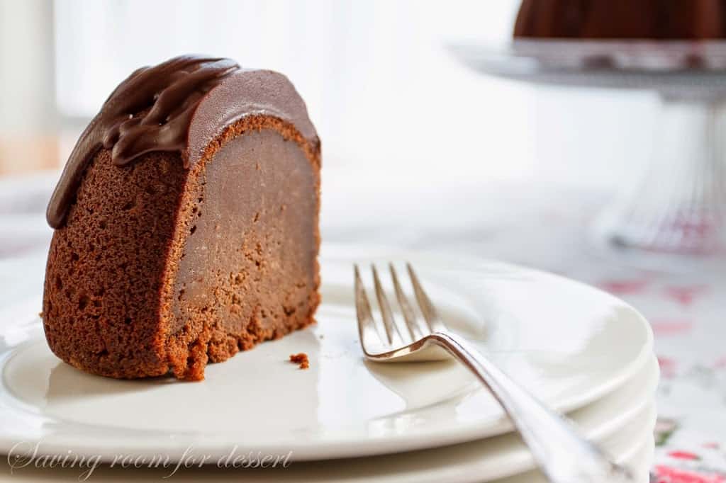 Chocolate Pound Cake ~ rich and decadent, this easy to make dessert is topped with a silky smooth chocolate glaze - perfect for the chocoholic in your life!  www.savingdessert.com