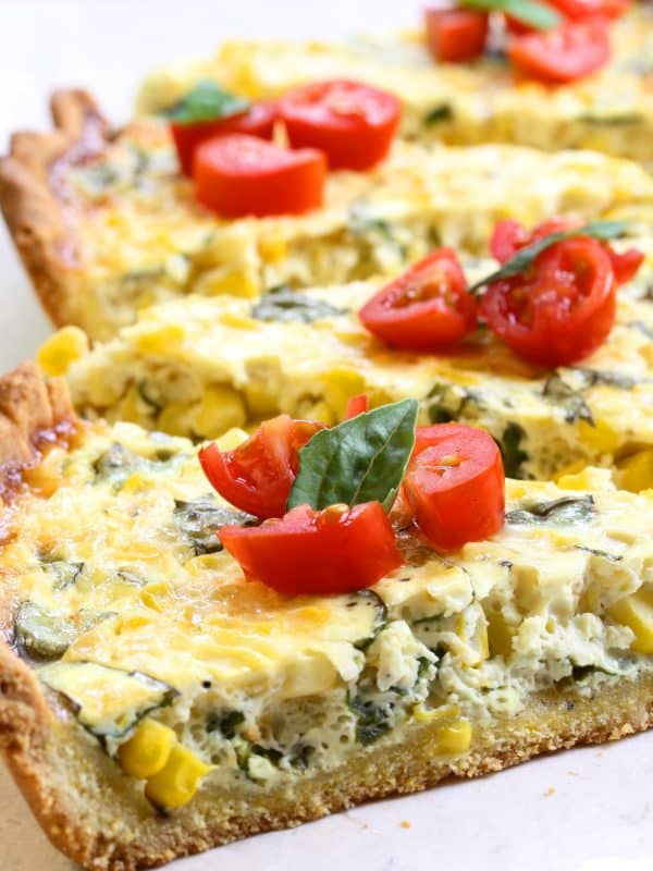 Fresh corn and basil tart