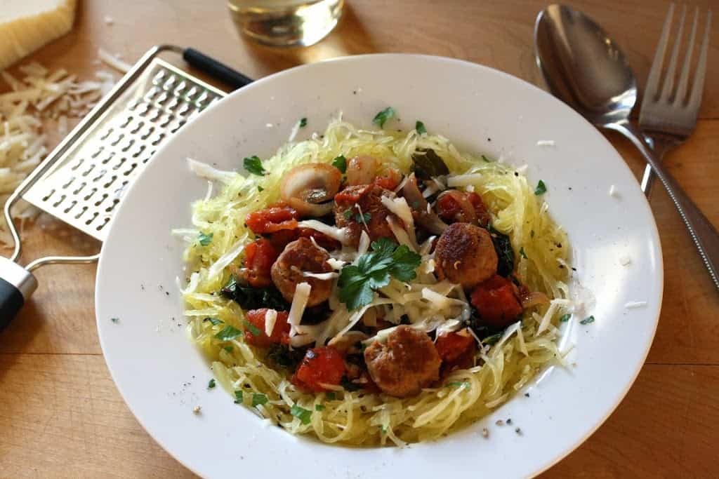 Spaghetti Squash with Kale and Sausage