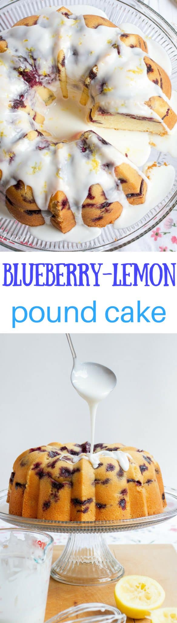 Blueberry Lemon Pound Cake - A deliciously moist classic pound cake stuffed full of ripe, juicy blueberries then drizzled with a simple lemon icing. www.savingdessert.com